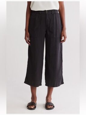 SANCTUARY NWT Wanderer Wide-Leg Cropped/Utility Pants - Black, 100% Lyocell